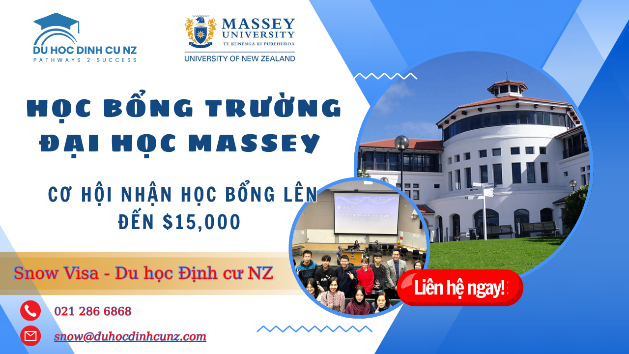 Học bổng lên đến $15,000 tại Đại học Massey năm 2024 - TOP 1 trường đào tạo ngành Kinh doanh tại NZ