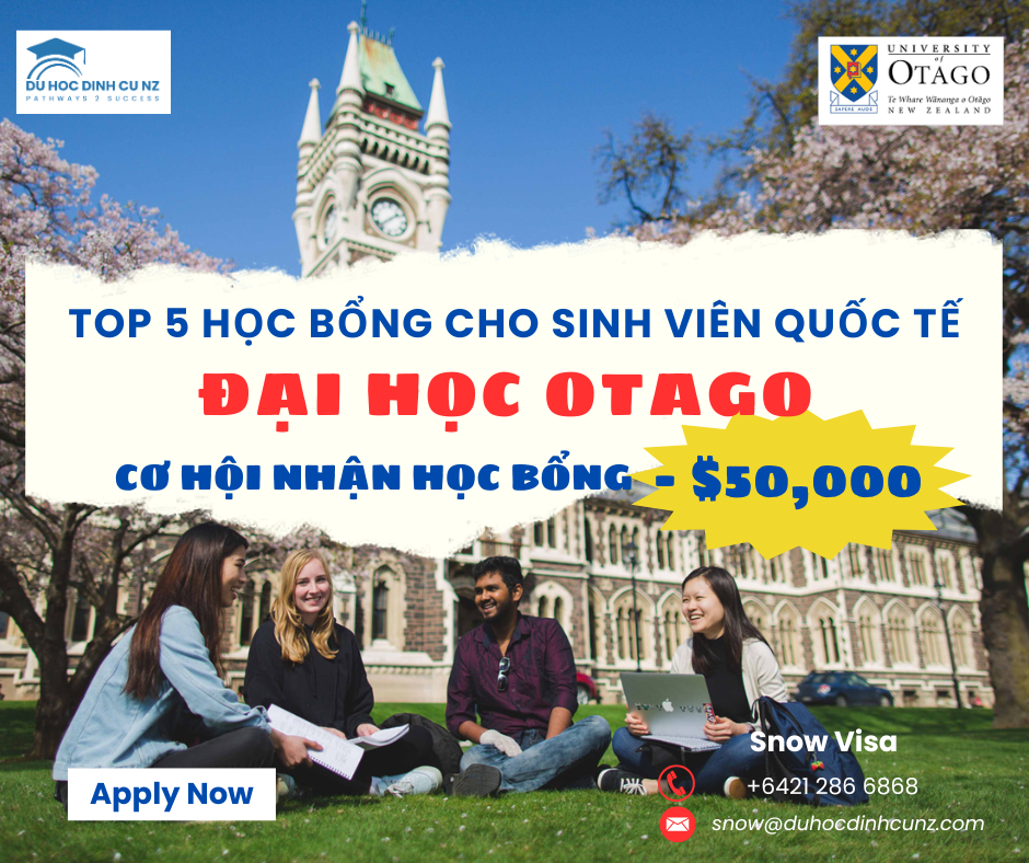 Top 5 học bổng tại University of Otago 2024 - Cơ hội học bổng lên đến $50,000